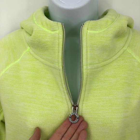 Calvin Klein Performance Womens Fleece Jacket Size M Neon Yellow Hooded Full Zip - Picture 4 of 10